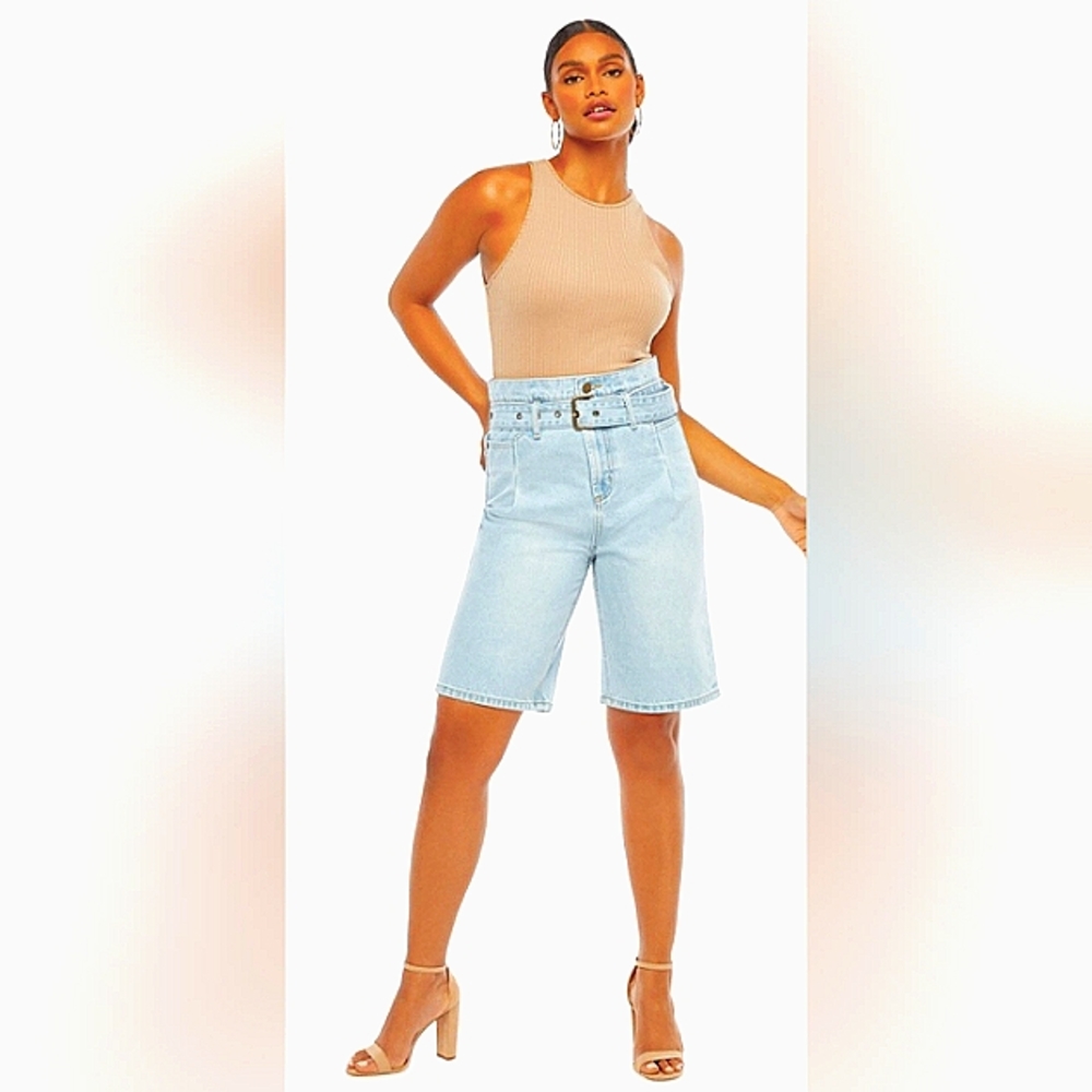 Paperbag Bermuda Denim Shorts Sz 28 MSRP $59.95